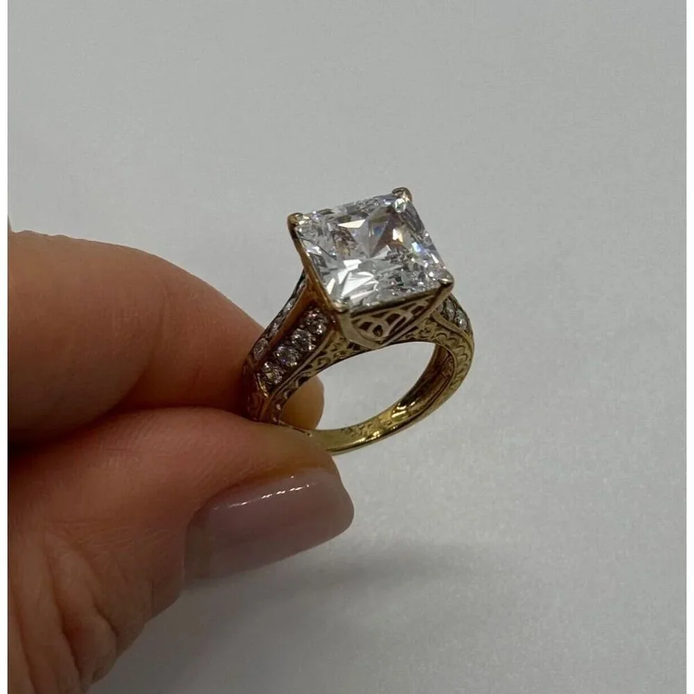 925 STERLING SILVER GOLD PLATED CZ RING SIZE 4.5